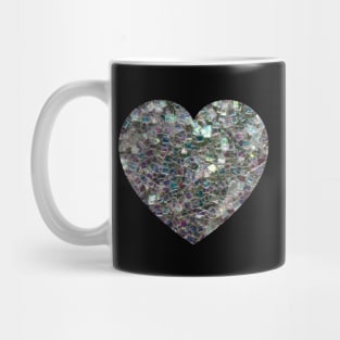 Sparkly silver mosaic glitter Heart faux sparkles love Valentines Mug